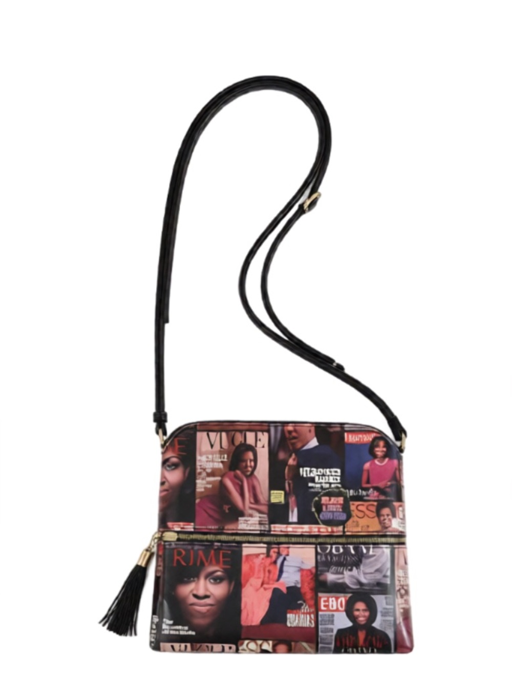Magazine Print Crossbody Bag